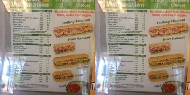 Subway Menu