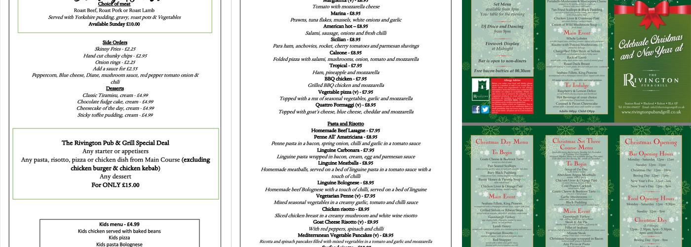 The Rivington Menu