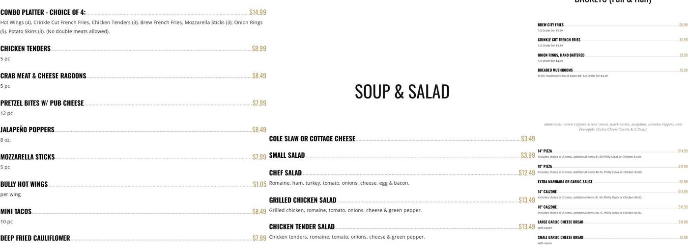 Boulevard Lounge Menu