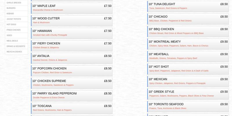 The Canadian Burger Menu