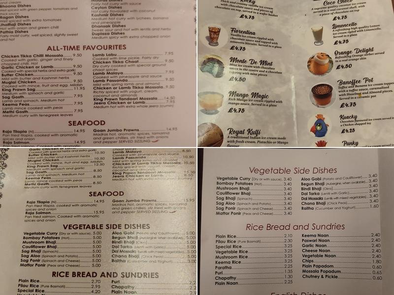 Raja Tandoori Cuisine Menu
