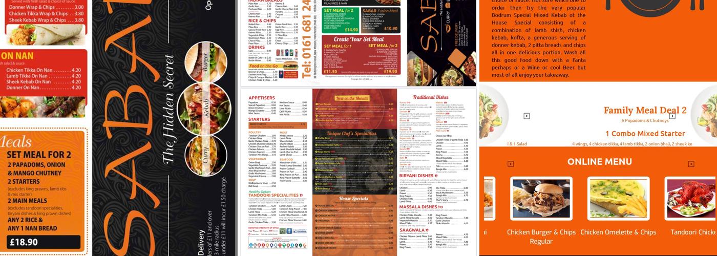 Sabar Takeaway Menu