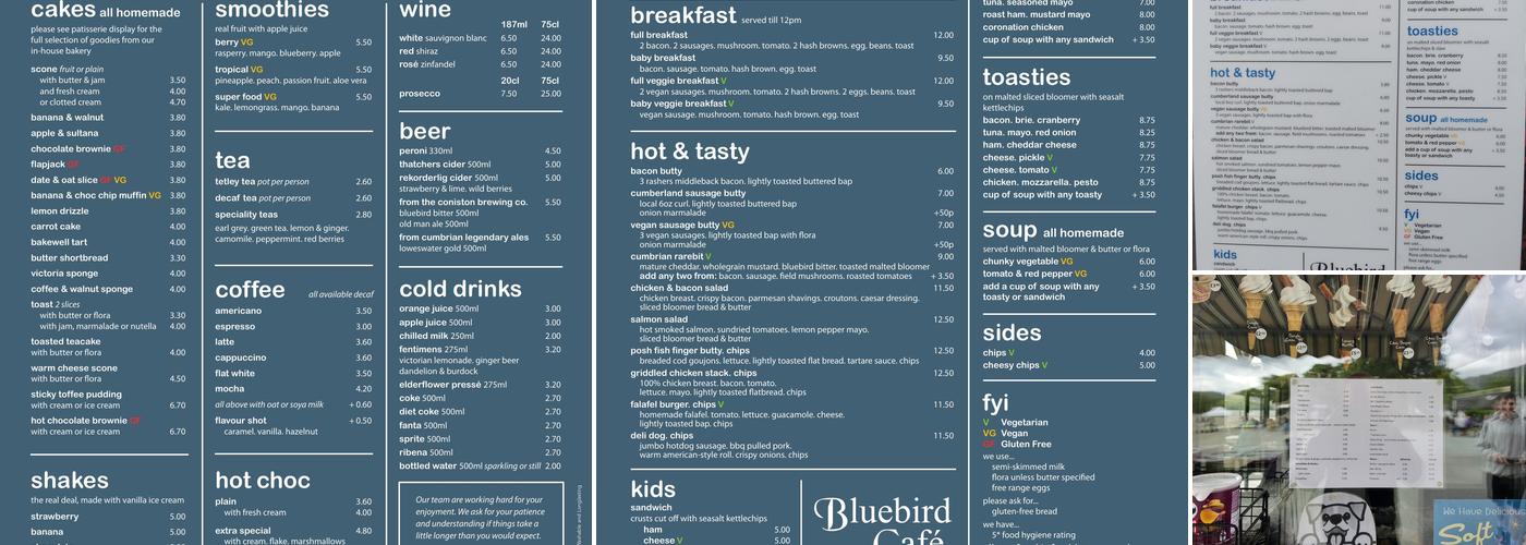 The Bluebird Cafe Menu