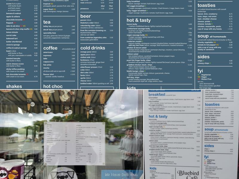 The Bluebird Cafe Menu