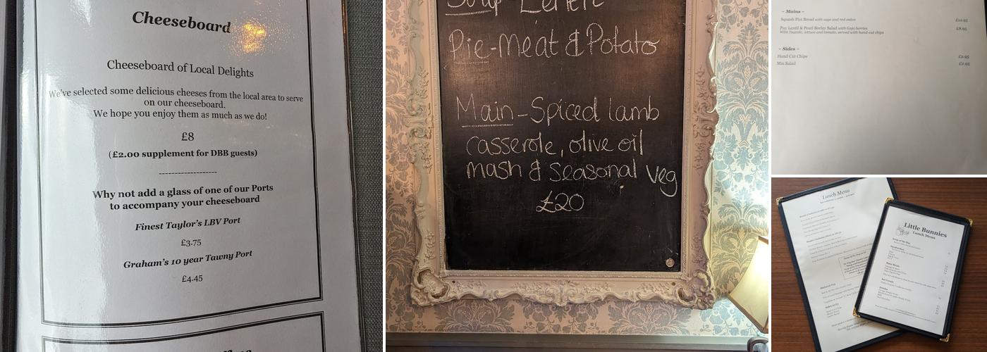 Sawrey House Hotel Menu