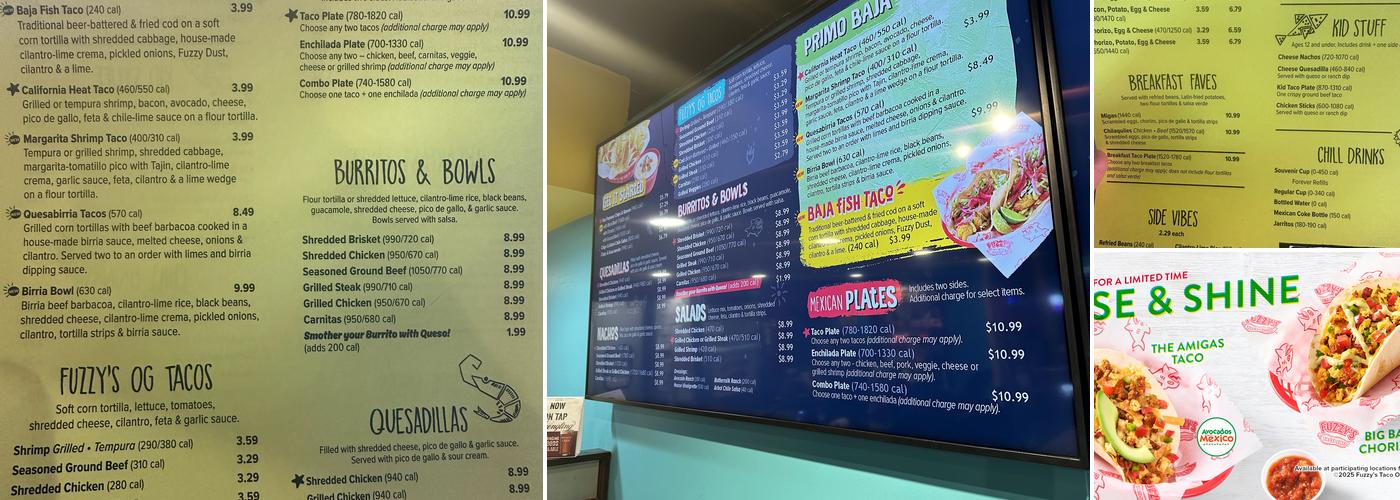 Fuzzy's Taco Shop Menu