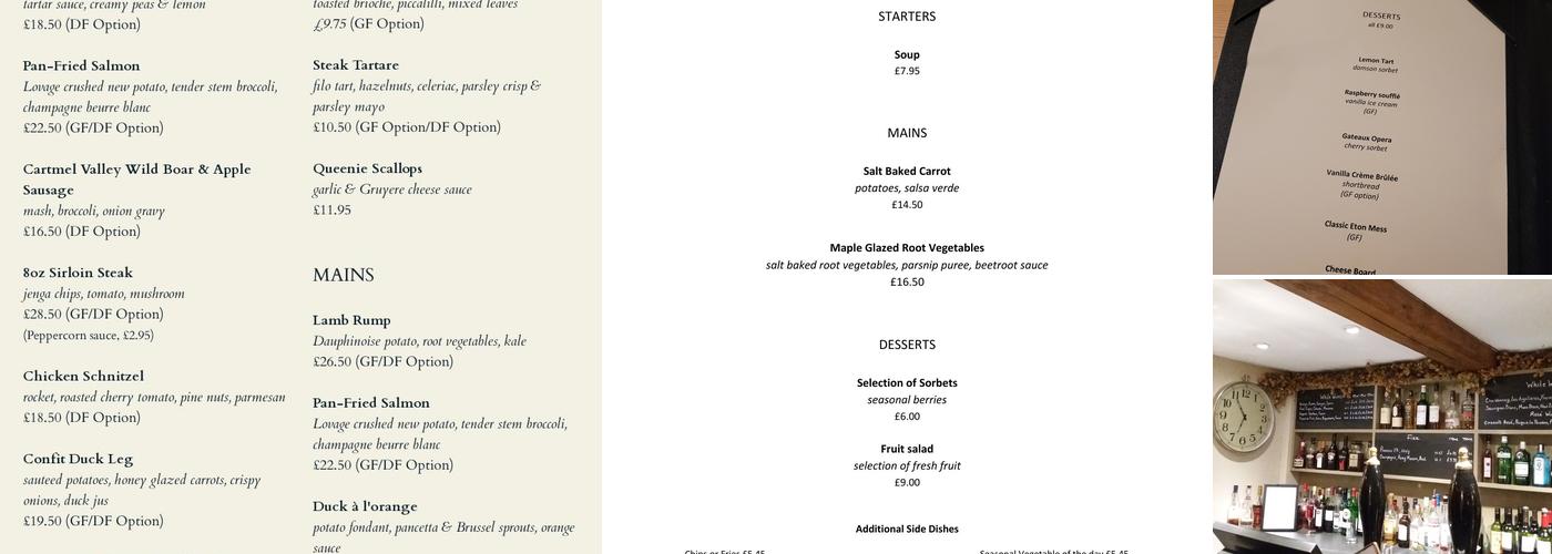 The Punch Bowl Inn, Crosthwaite Menu