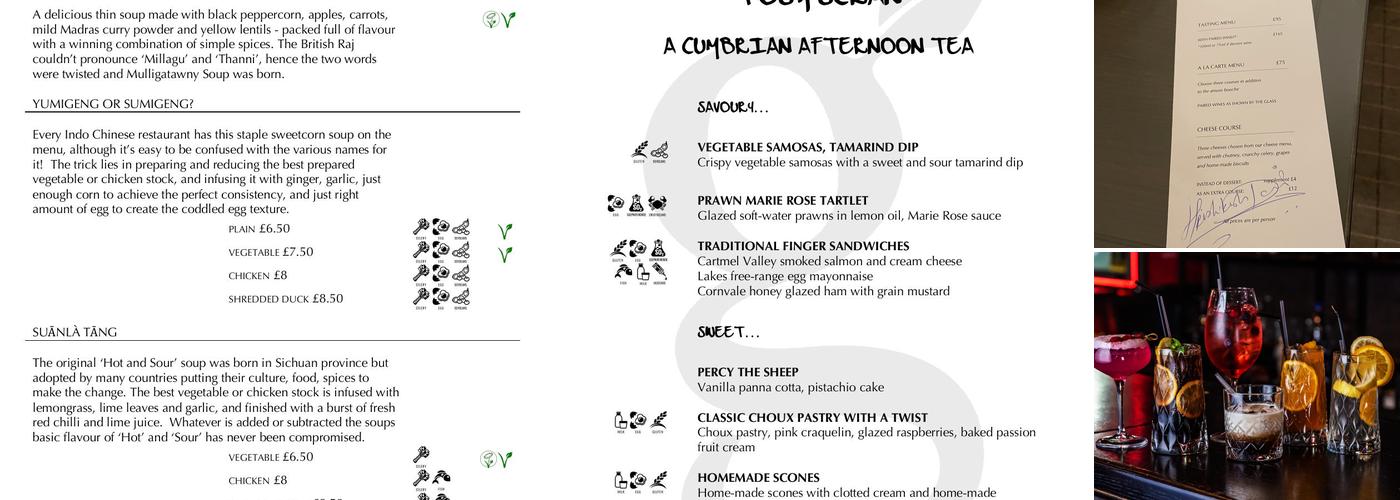 Gilpin Hotel & Lake House (AA 5-Star) Menu