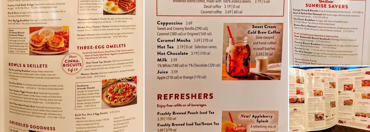 Bob Evans Menu