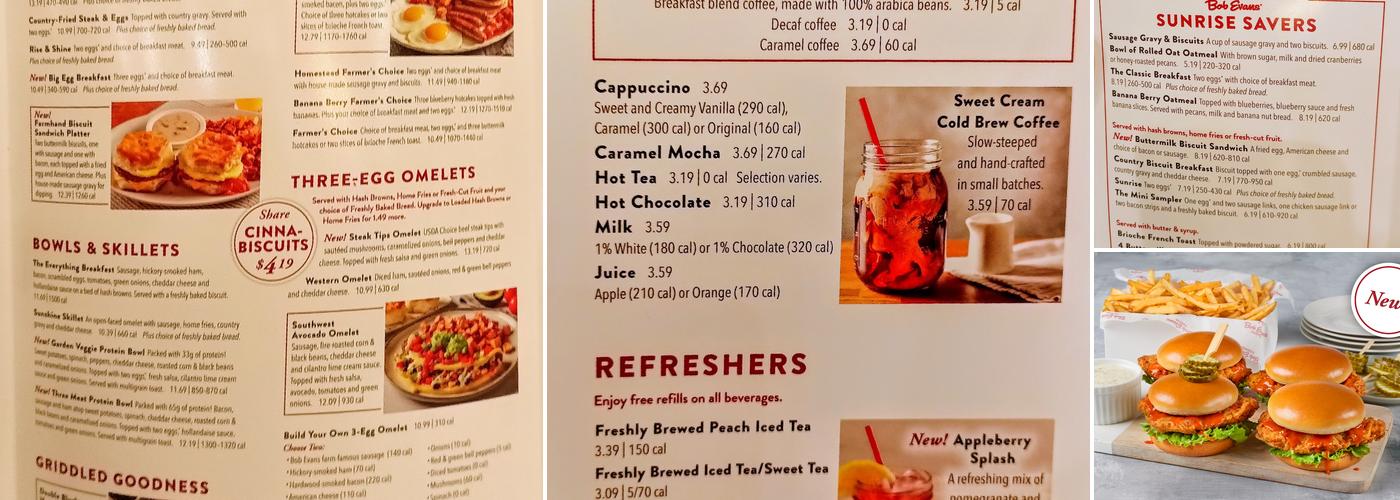 Bob Evans Menu