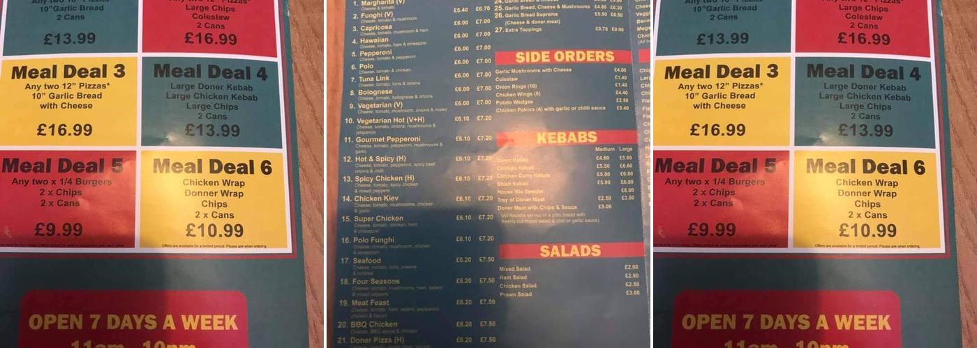 Haydon Bridge Fish & Chip, Grill House & Pizzeria Menu