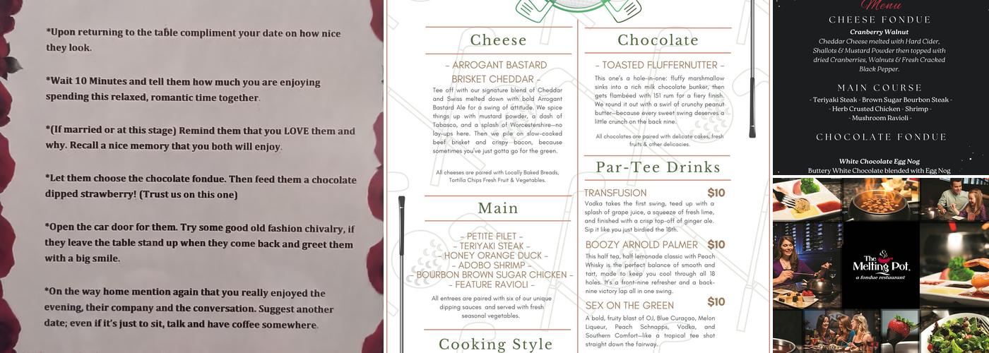 The Melting Pot Myrtle Beach Menu