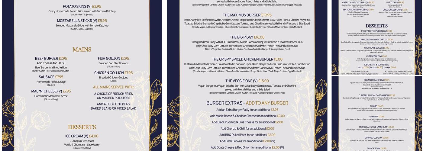 The Twice Brewed Inn Menu