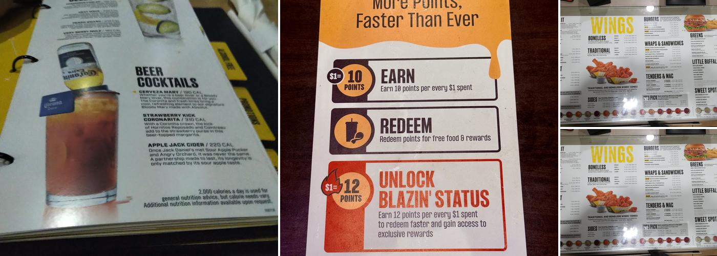 Buffalo Wild Wings Menu