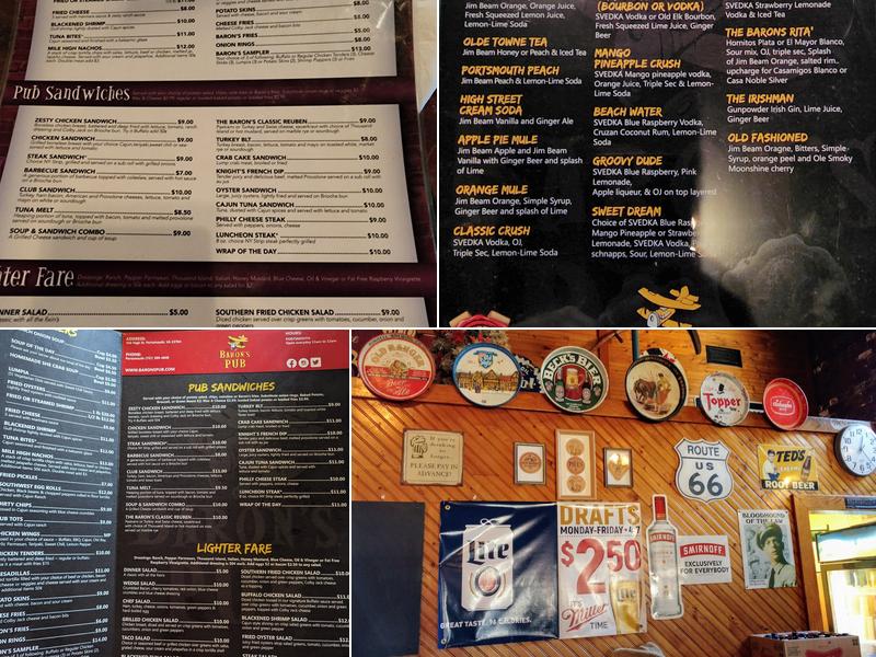Baron's Pub & Restaurant Menu