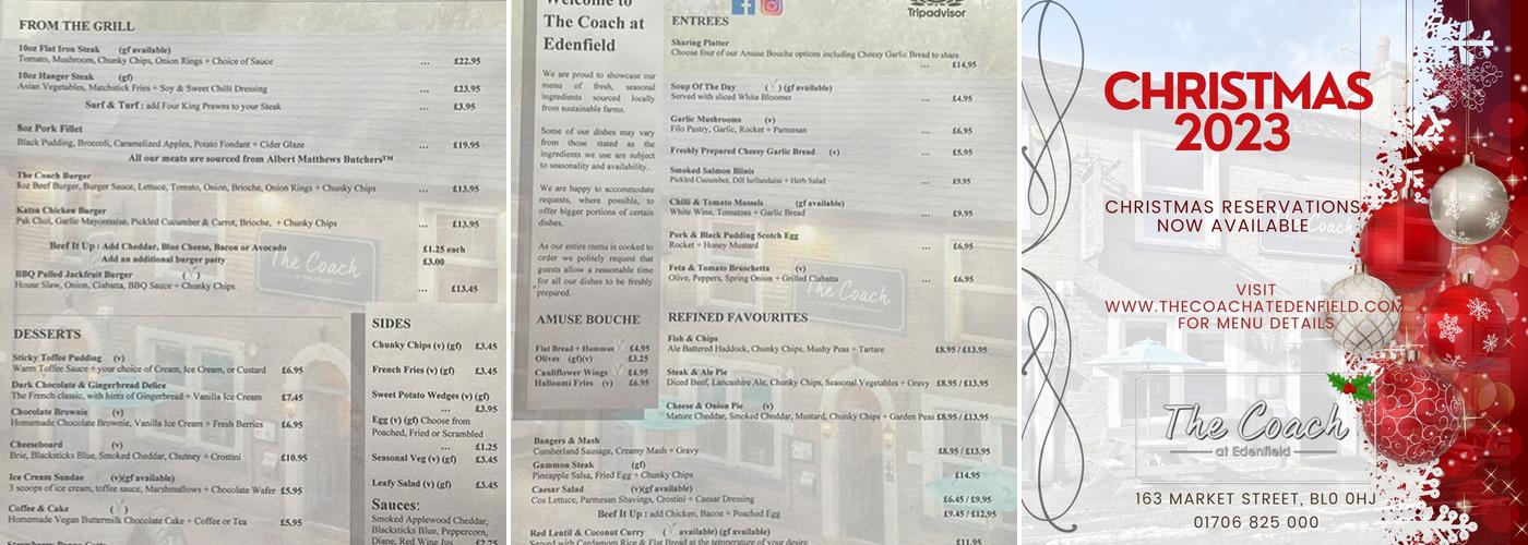 The Coach at Edenfield Menu