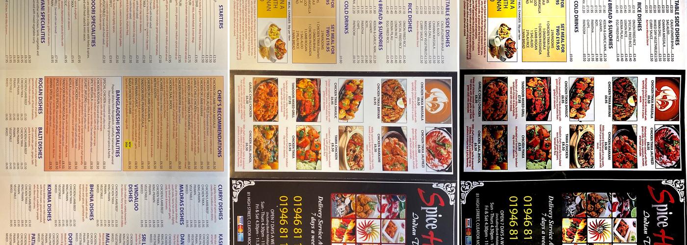 Spice House Menu