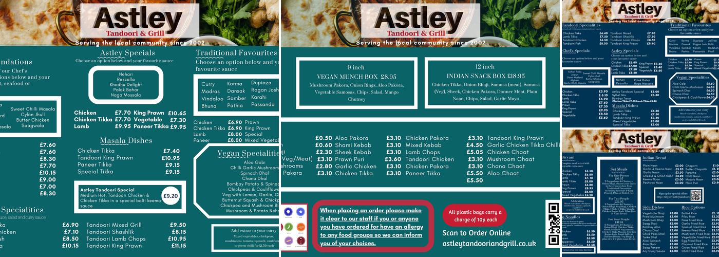 Astley Tandoori and Grill Menu