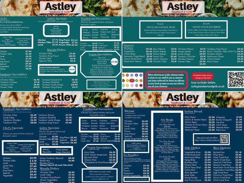 Astley Tandoori and Grill Menu