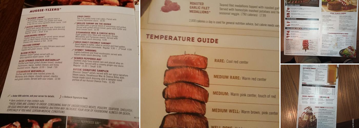 Outback Steakhouse Menu