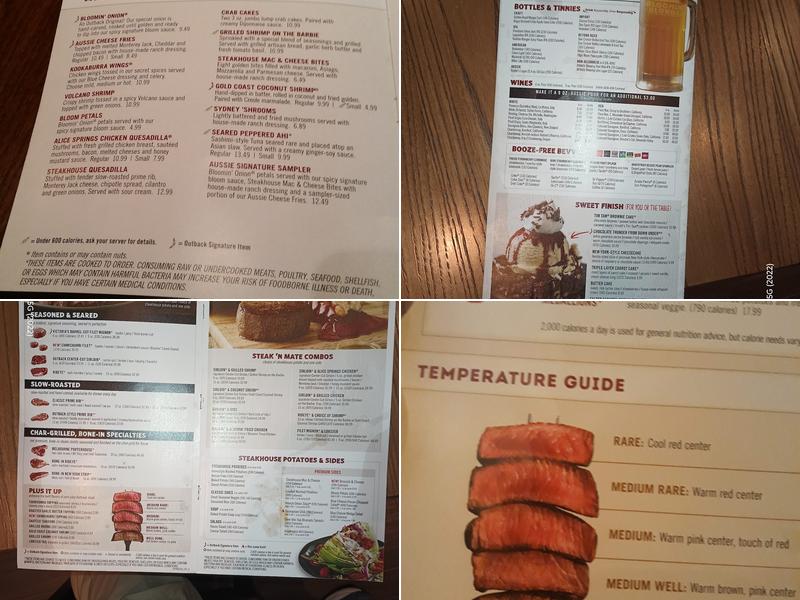 Outback Steakhouse Menu