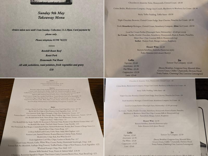 The Black Venus Inn Menu