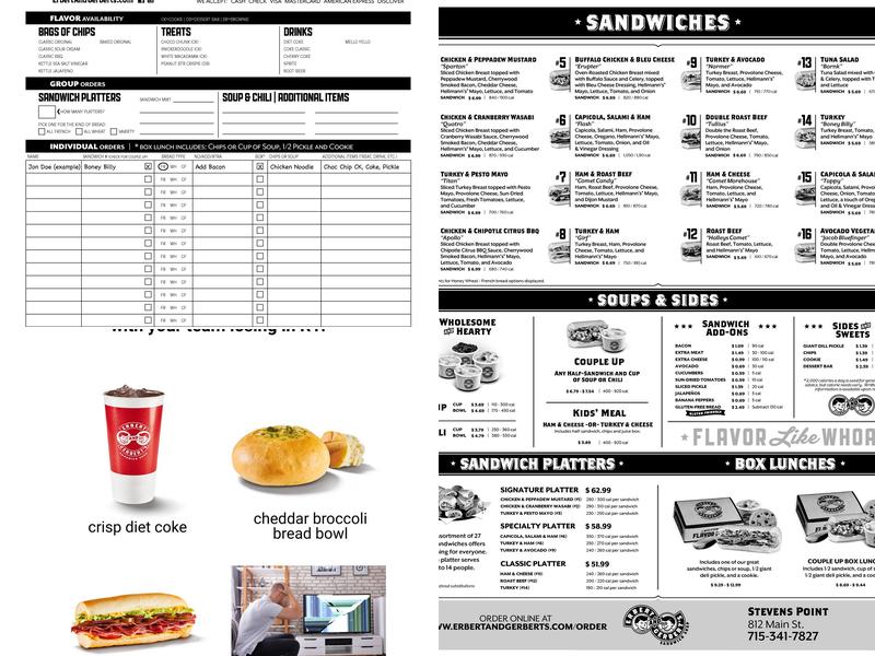 Erbert & Gerbert's Bistro Menu