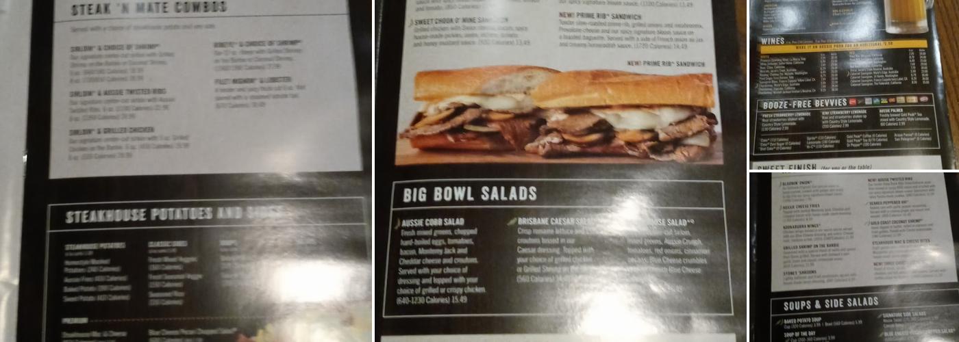Outback Steakhouse Menu