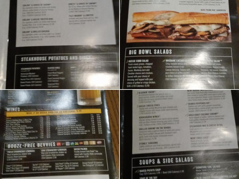 Outback Steakhouse Menu