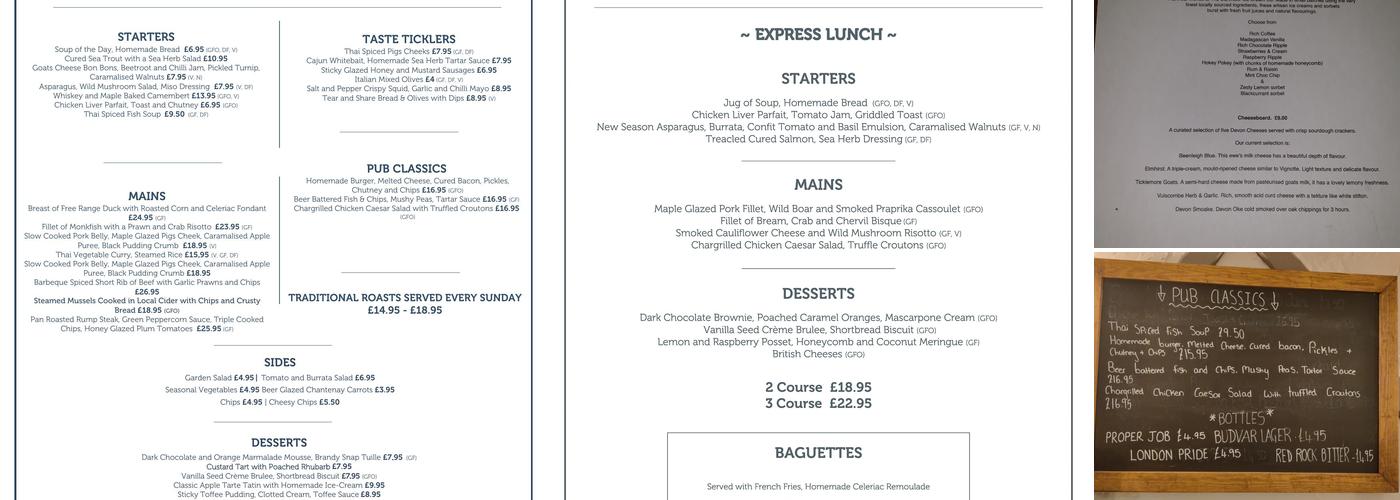 The Muddiford Inn Menu