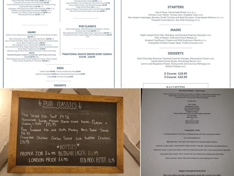 The Muddiford Inn Menu
