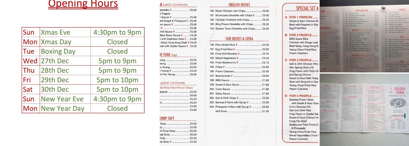 Golden Town Menu