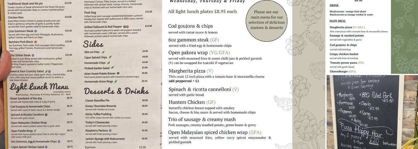 Crown & Crossed Swords Hotel Menu