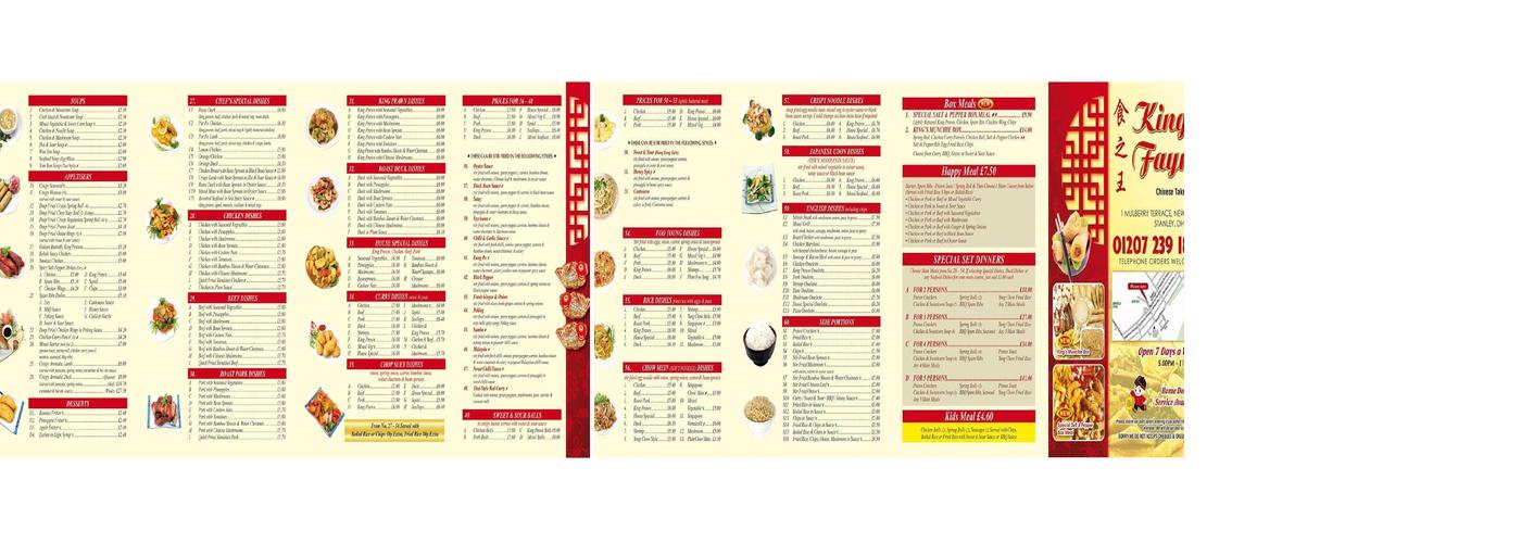 Kings Fayre Chinese Takeaway Menu