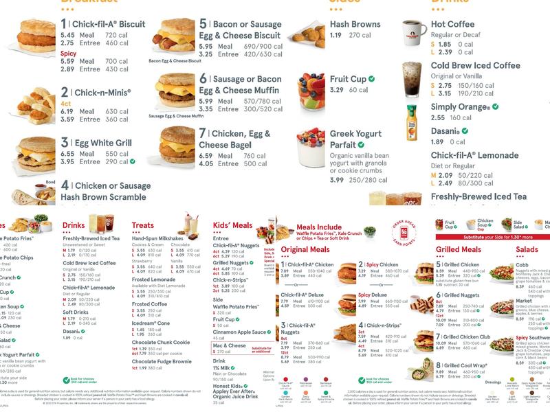 Chick-fil-A Menu