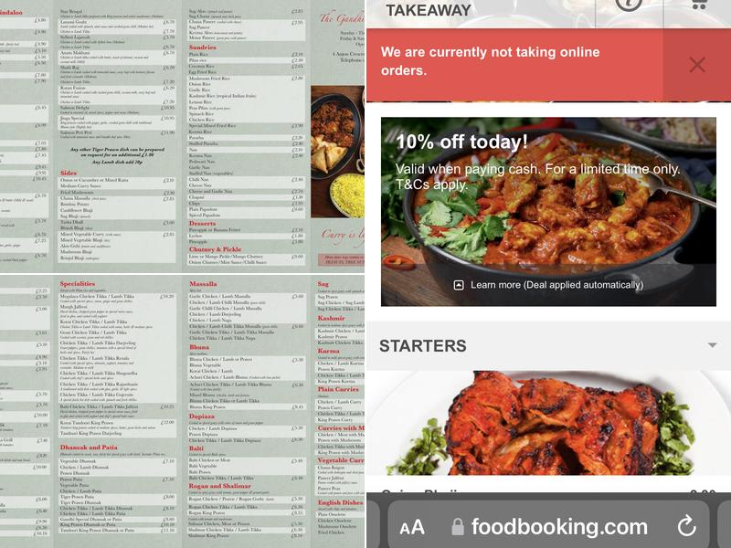 Gandhi Indian Take-Away Menu