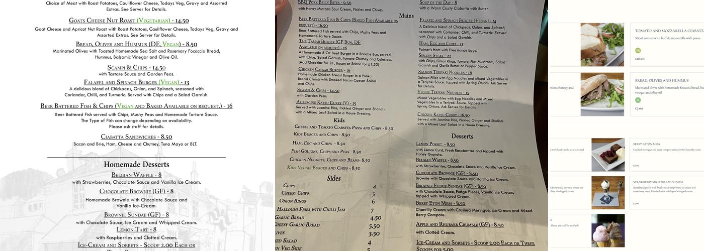 The Tamar Inn Menu