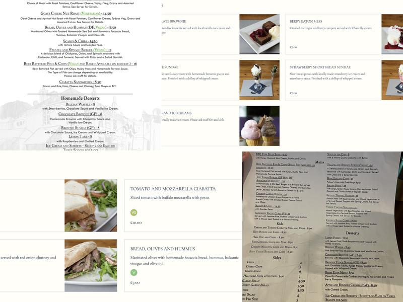 The Tamar Inn Menu