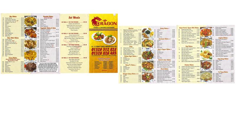 Dragon Restaurant Menu