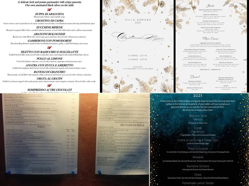 Villa Romana Fareham Menu