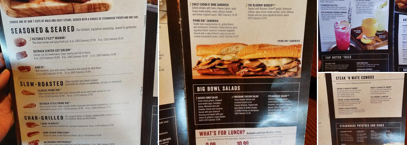 Outback Steakhouse Menu