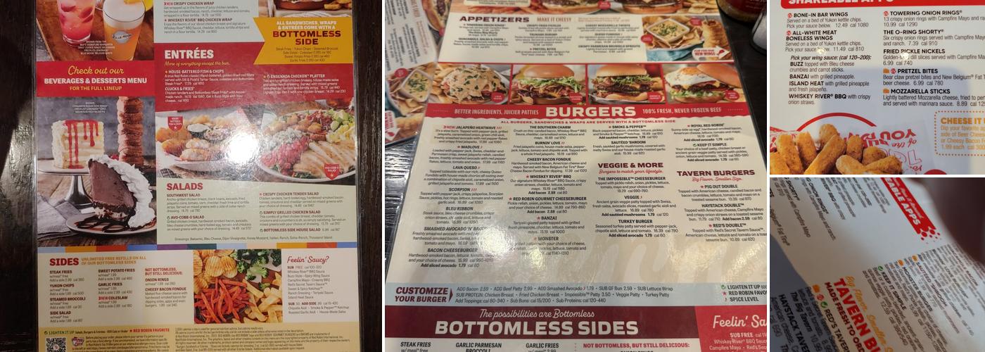 Red Robin Gourmet Burgers and Brews Menu