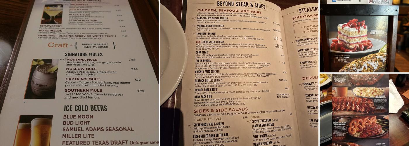 LongHorn Steakhouse Menu