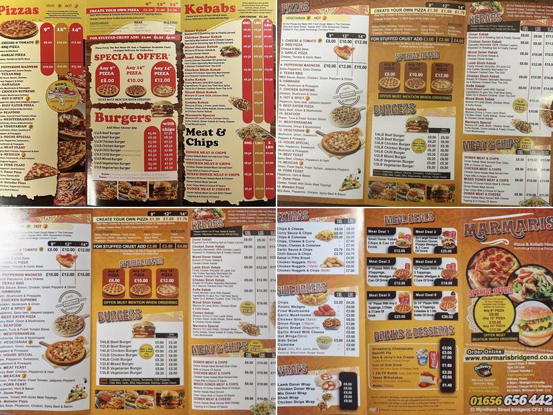 Marmaris Kebab Bridgend Menu