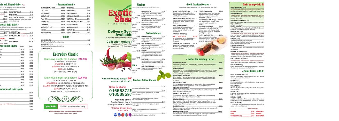 Exotic Shaad Menu
