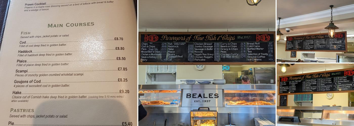Beale's Park Fish Restaurant Menu