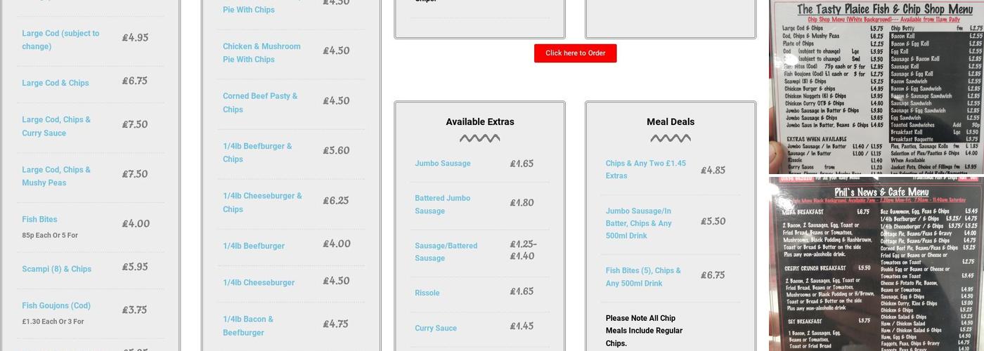 Phil's News & Cafe / The Tasty Plaice Menu