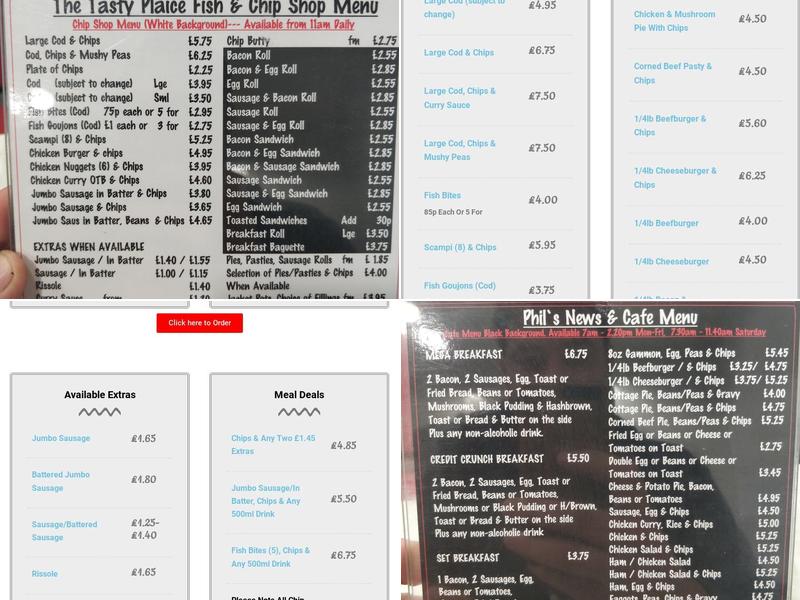 Phil's News & Cafe / The Tasty Plaice Menu