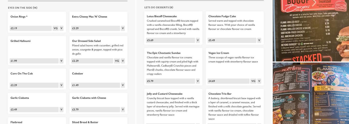 Prince Of Wales Menu