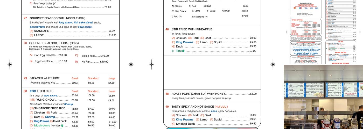 The Flying Fish (Fish and chips) Menu